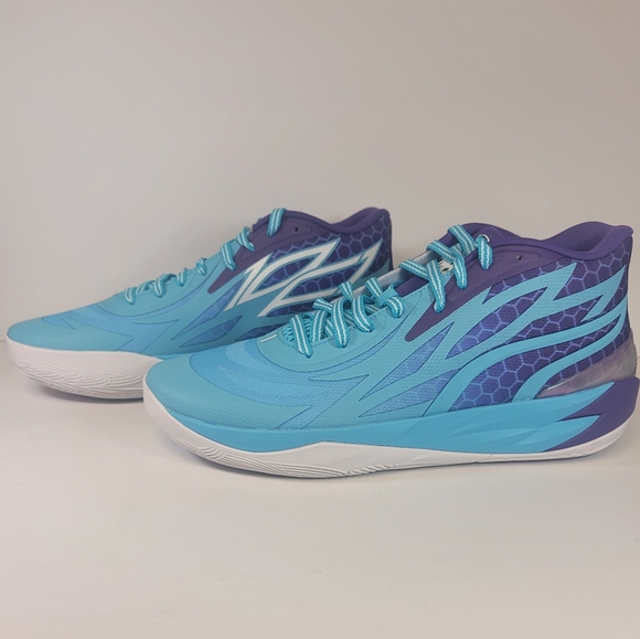 Puma Mens Blue Purple Mid Queen City LaMelo Ball Shoes - Technical View